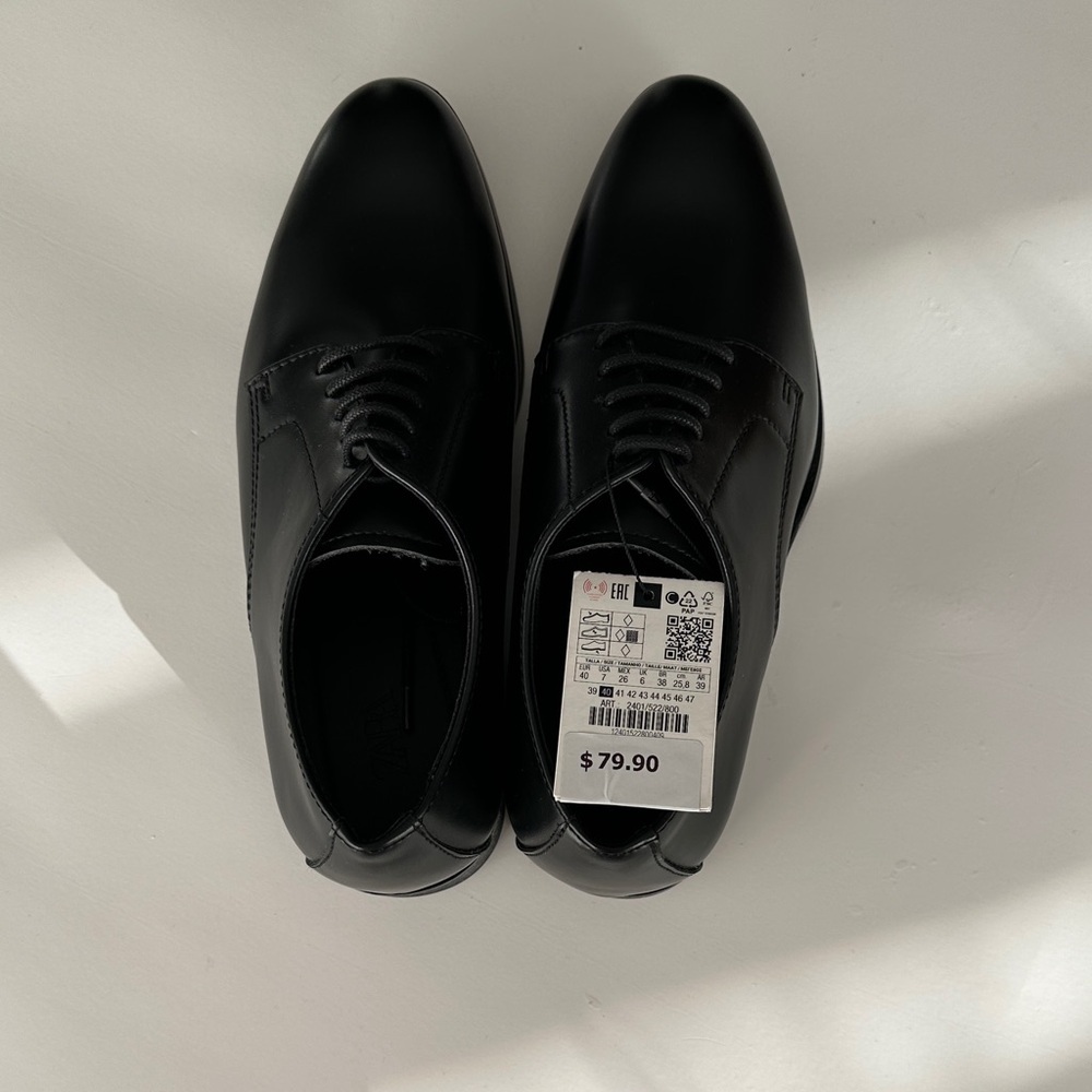 Zara Classic Black Men's Dress Elegant Shoes - Picture 4 of 17